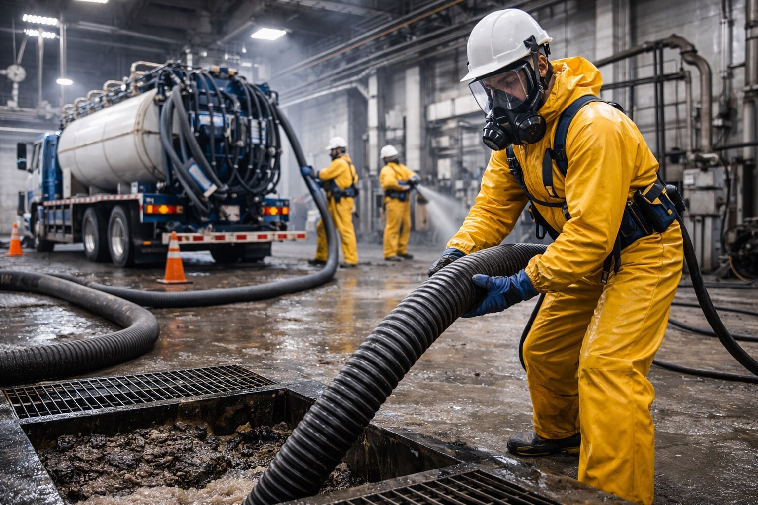 Empresa de saneamento industrial RS com soluções completas em limpeza, sucção, transporte de resíduos e atendimento emergencial.